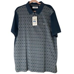 Original Penguin Mens Blue Wing Teal Geometric Quarter Zip Polo Shirt XL